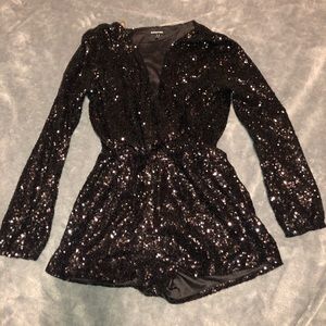 Black sequin romper